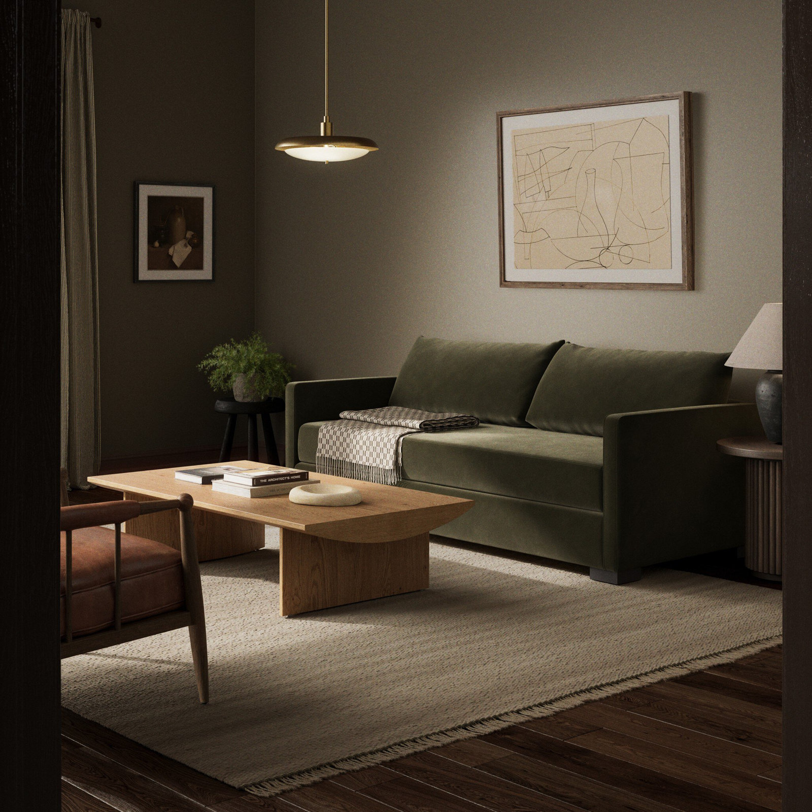 Cascade 86'' Upholstered, 34" H x 86" W x 38" D, Surrey Olive