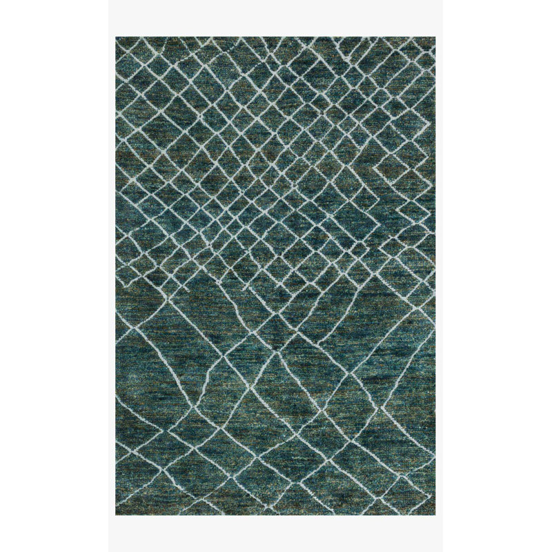 Palumbo Hand Knotted Geometric Indoor Rug, Rectangle 7'9" x 9'9"