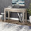 Bureau cannelé de 47,5 po de largeur avec tiroirs à glissement doux - Bureau d'écriture scandinave en bois aggloméré blanc pour bureau à domicile | Gardeina