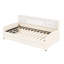 Lit plateforme simple avec rangement en velours doux beige, tête de lit confortable, grands tiroirs pour la literie et les vêtements, taille de construction avec rembourrage-1556615083