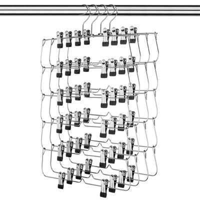 USTECH Skirt Hanger-6 Tier Hanger with Non Slip Clips, Closet Organizer, Metal,