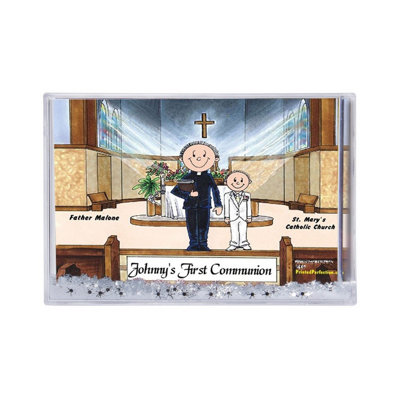 Personalized Communion, Boy - Male Priest MINI Snow Globe Frame Gift