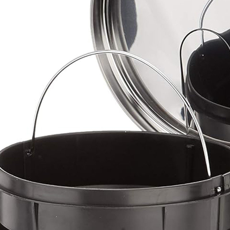 Brushed Stainless Steel Round Office Trash Can with Soft-Close Pedal