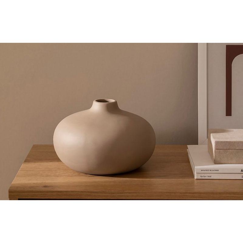 Corrisa Ceramic Table Vase, 23cm H x 16cm W x 23cm D, Cream