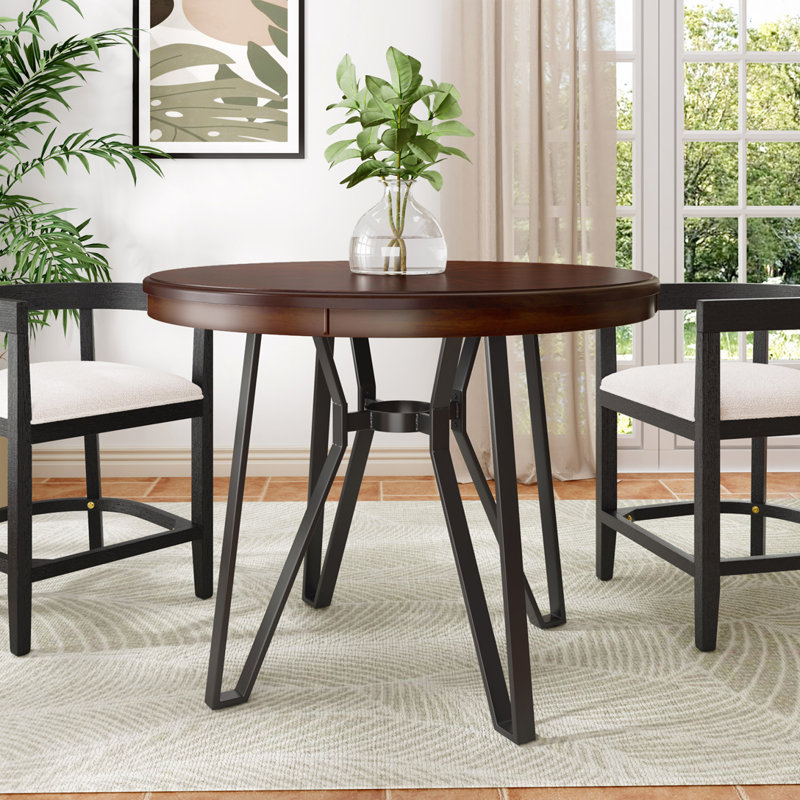 Table de salle à manger ronde, Brun, 30 po H x 46,85 po L x 46,85 po l