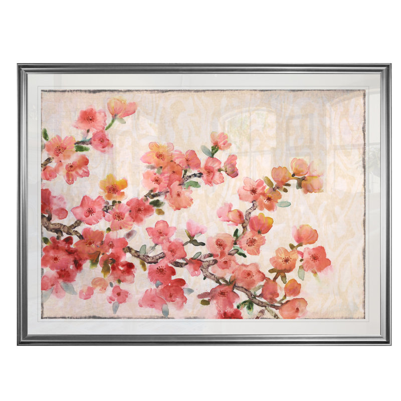 «Cherry Blossom Composition II», reproduction, H 22 po x l 30 po x P 1,5 po, Cadre argenté