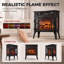 Smart Electric Fireplace Stove with 5-Colour Flame, Black