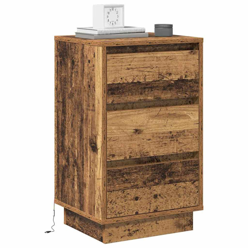 Bedside Cabinet 39 X 34.5 X 65 Cm Engineered Wood, Old Wood