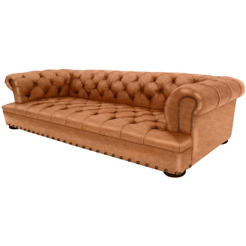 Leather Sofa, French Dark Walnut, 109-12, Croc Gator Brown
