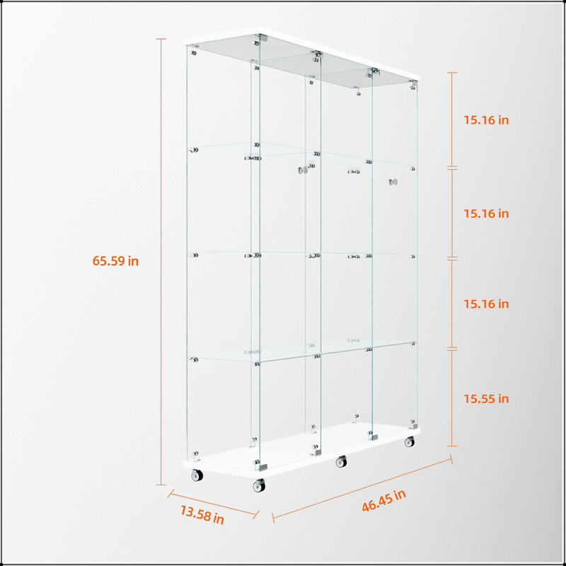 Durable Tempered Glass Display Cabinet With Bluetooth LED, Lock, And Casters For Versatile Storage And Display In Various Rooms