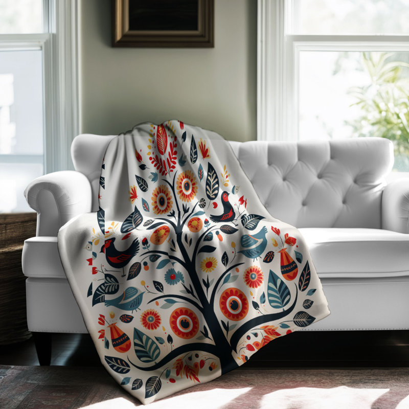 Scandinavian Festive Motifs - Couverture sherpa de qualité supérieure 1 pièce, Grand lit