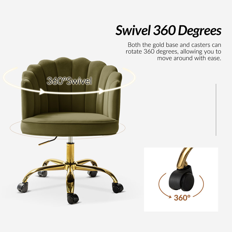 Belanda 23'' W Modern Velvet  Task Chair with Tufted Back, Moss