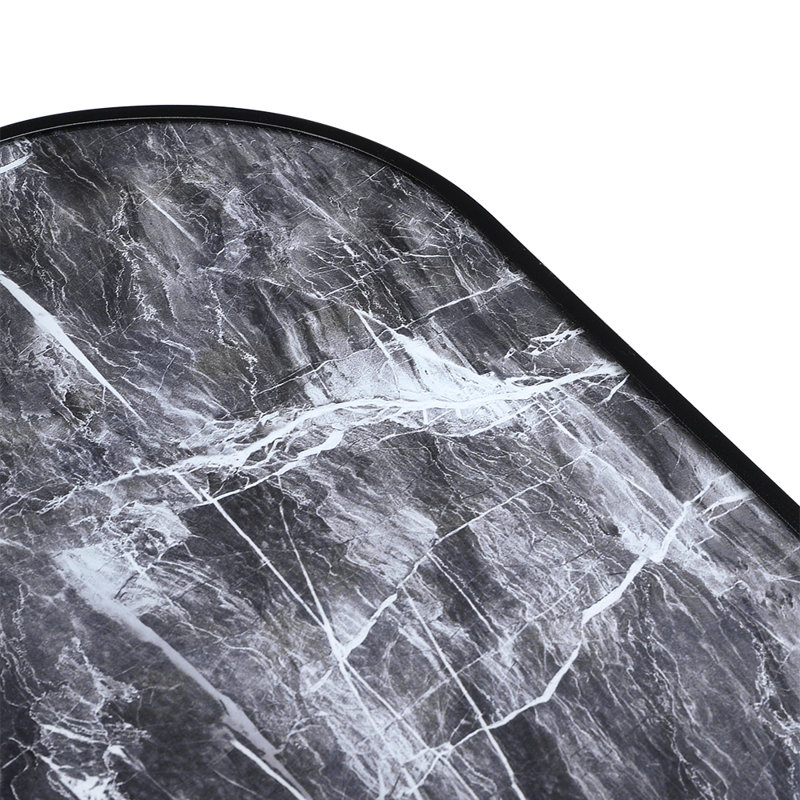 Warrenton Rectangle 4 - Person 120cm L Outdoor Tempered Glass Marble Coffee Tabl, Black/White
