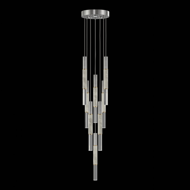 Luminaire suspendu rond l 16 po Antonia, Feuille d'argent standard / laiton