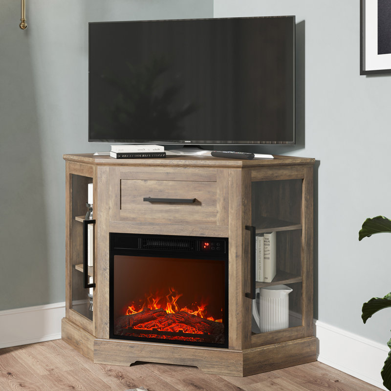 Lakeisha TV Stand for to 43" with Electric Fireplace Included, Oak