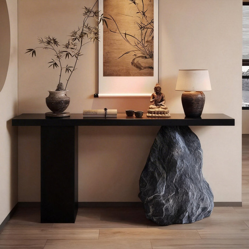 Console de style chinois rétro, 31.5" H x 59" W x 11.8" D