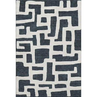 Premium Machine Washable Prisco Black Rug
