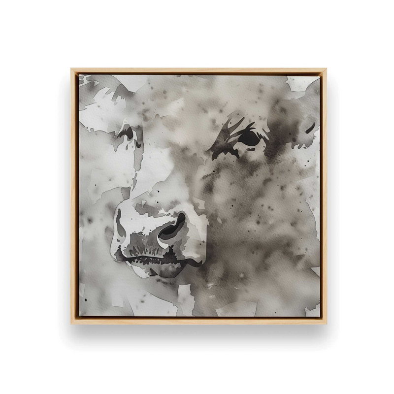 Impression abstraite monochrome sur toile II, Encadrement brun clair, H 16,75 po x l 16,75 po x P 1,75 po
