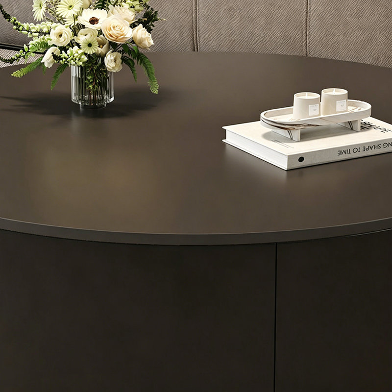 Table basse de luxe italienne Premium, H 13 po x L 27,55 po x l 27,55 po, Noir / brun clair, Couleur unie