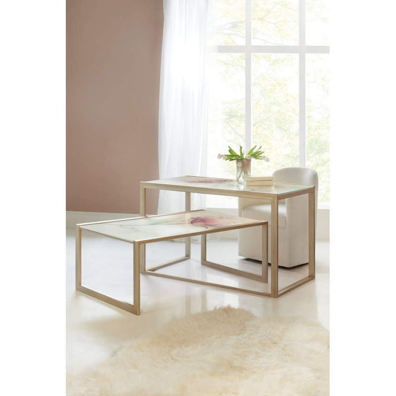 Gold and Glass Transitional Cocktail Table