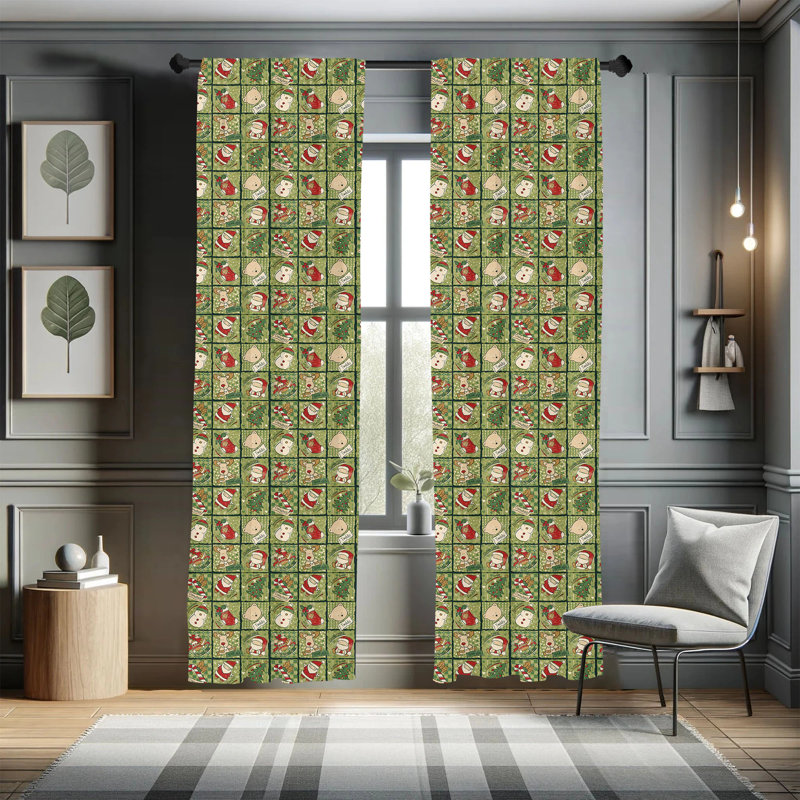 Cartoon Semi-Sheer Rod Pocket Curtain Panels, 28" x 84"
