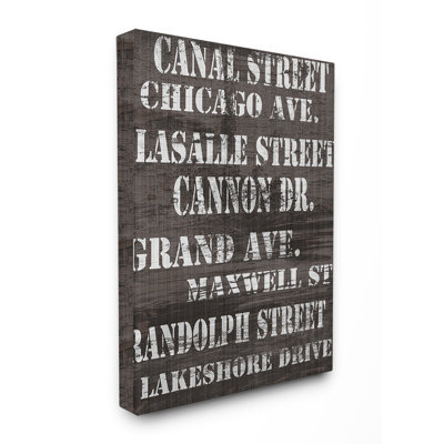 «Canal Street Distress Chicago Streets», reproduction d'art textuel sur toile
