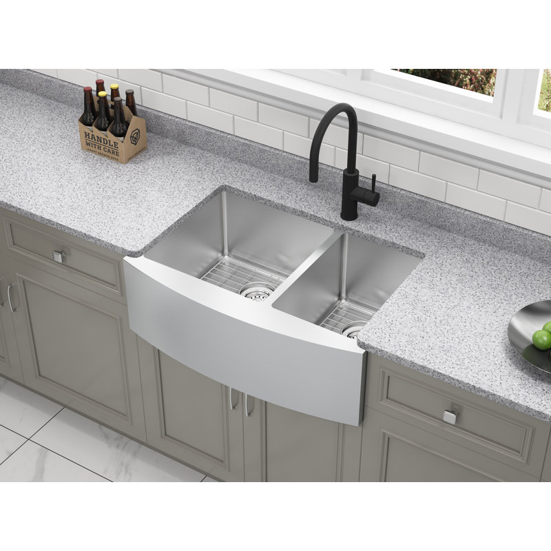 Parketon 30'' Stainless Steel Double Bowl Farmhouse Kitchen Sink