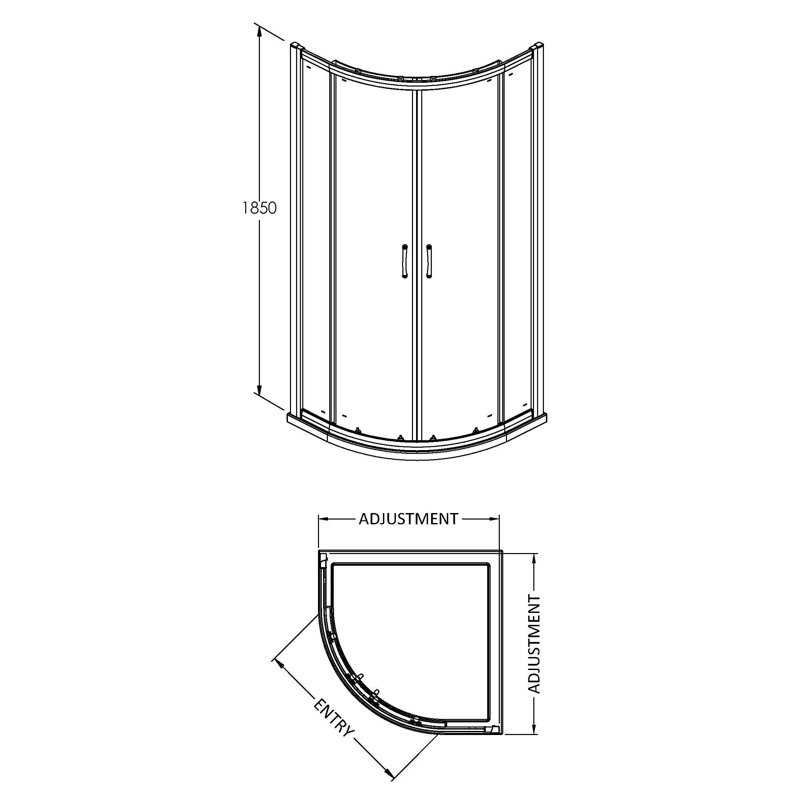 nuie 900mm Chrome Quadrant Enclosure