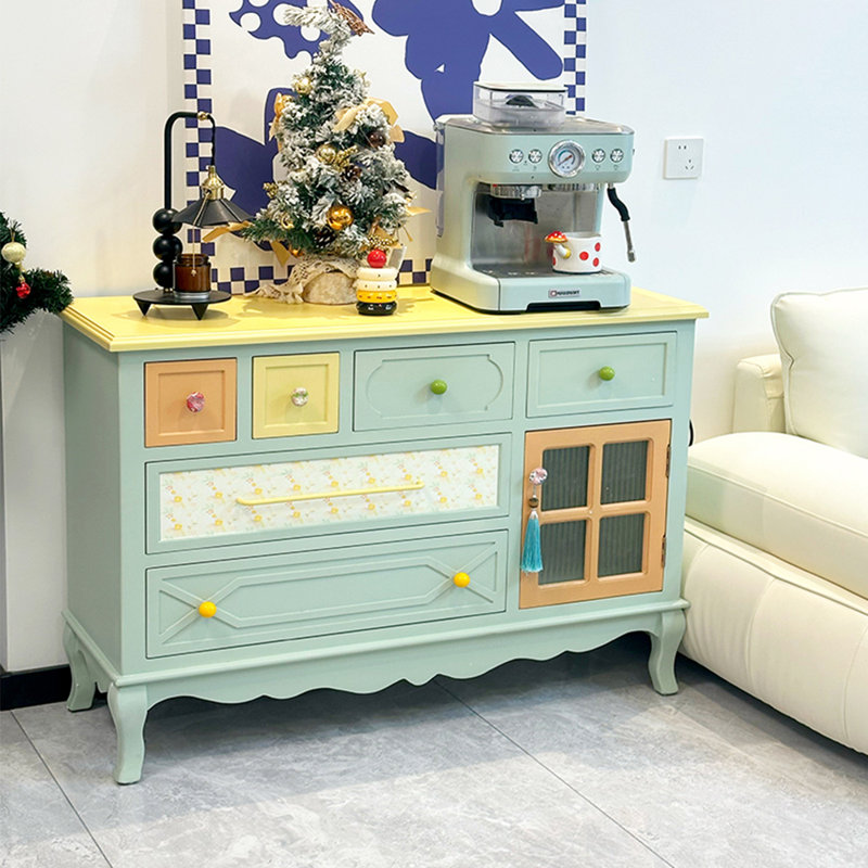 Armoire décorative simple en bois massif, Bleu