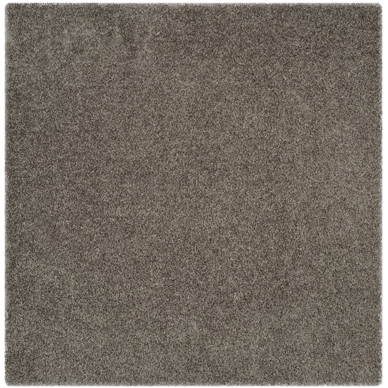 Assar Handmade Tufted Silver Area Rug, Square 5'