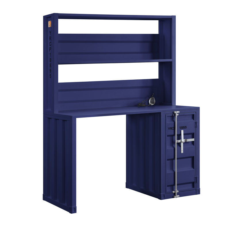 Iron Writing Desk, Blue, 60" H x 48" W x 24" D