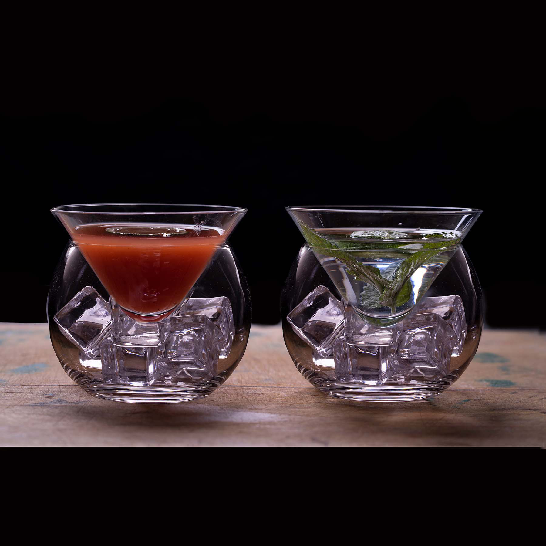 Loutros Stemless Martini Glasses With Chiller Set Of 2