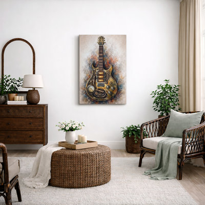 Illustration de musique de guitare électrique de style Steampunk, images de salon, impression sur toile encadrée, impression numérique