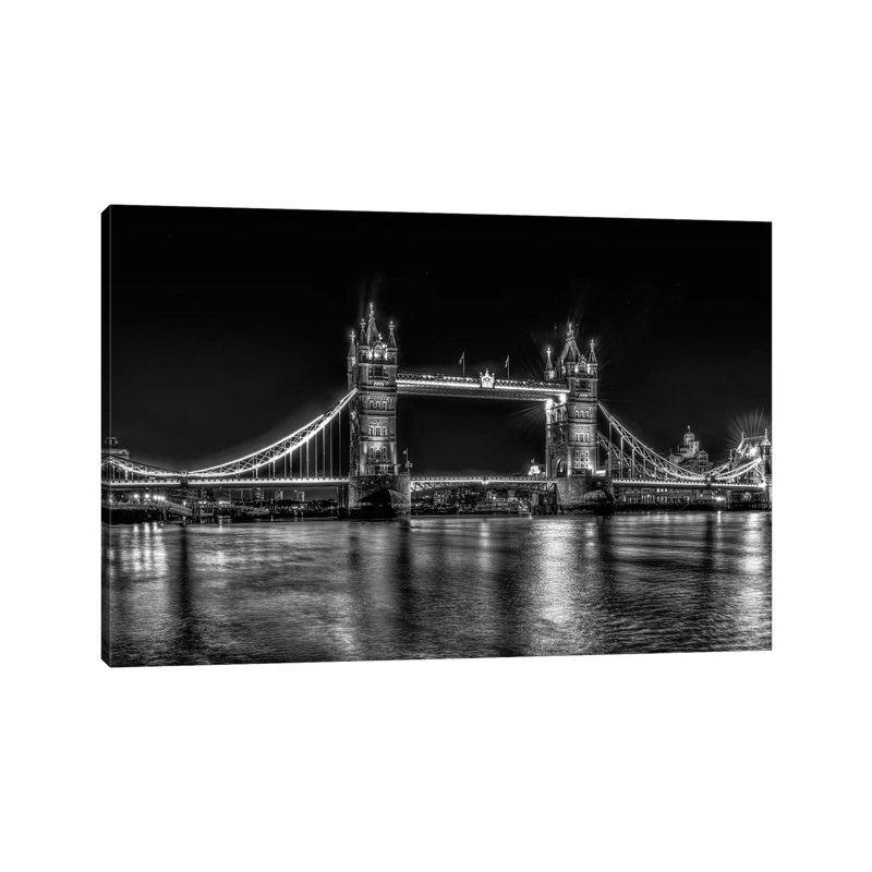 Londres en noir et blanc par David Gardiner - reproduction de photo, H 26 po x l 18 po x 1,5 po, Toile tendue, Pas de tapis