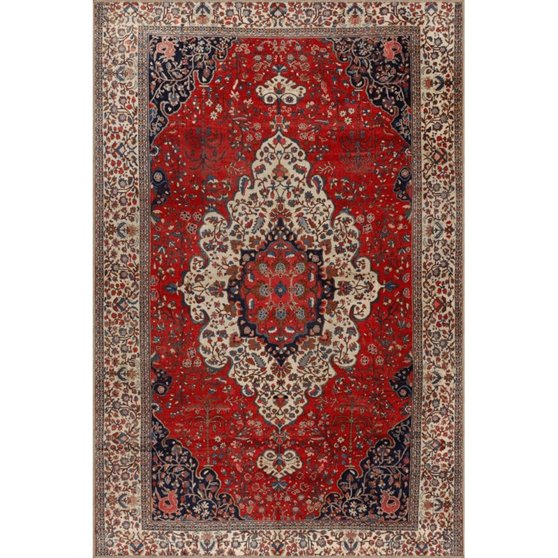 Tapis décoratif rouge à motif floral, Tapis de couloir 2 pi 8 po x 6 pi 7 po