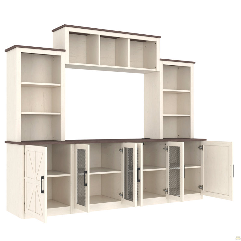 Wall Unit Entertainment Center With Charging Station And Usb Charging, Beige