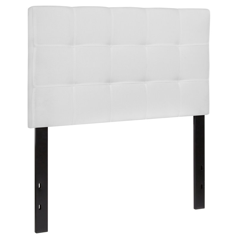 White Twin Tufted Upholstered Headboard with Diamond Stitch