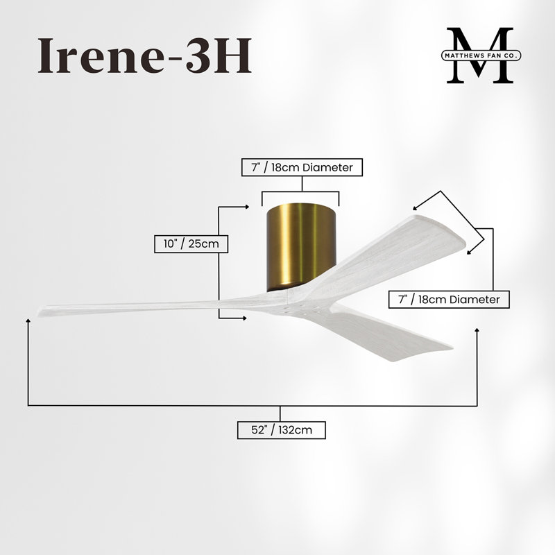 Irene Ceiling Fan, Brushed Brass, Matte White, 52"