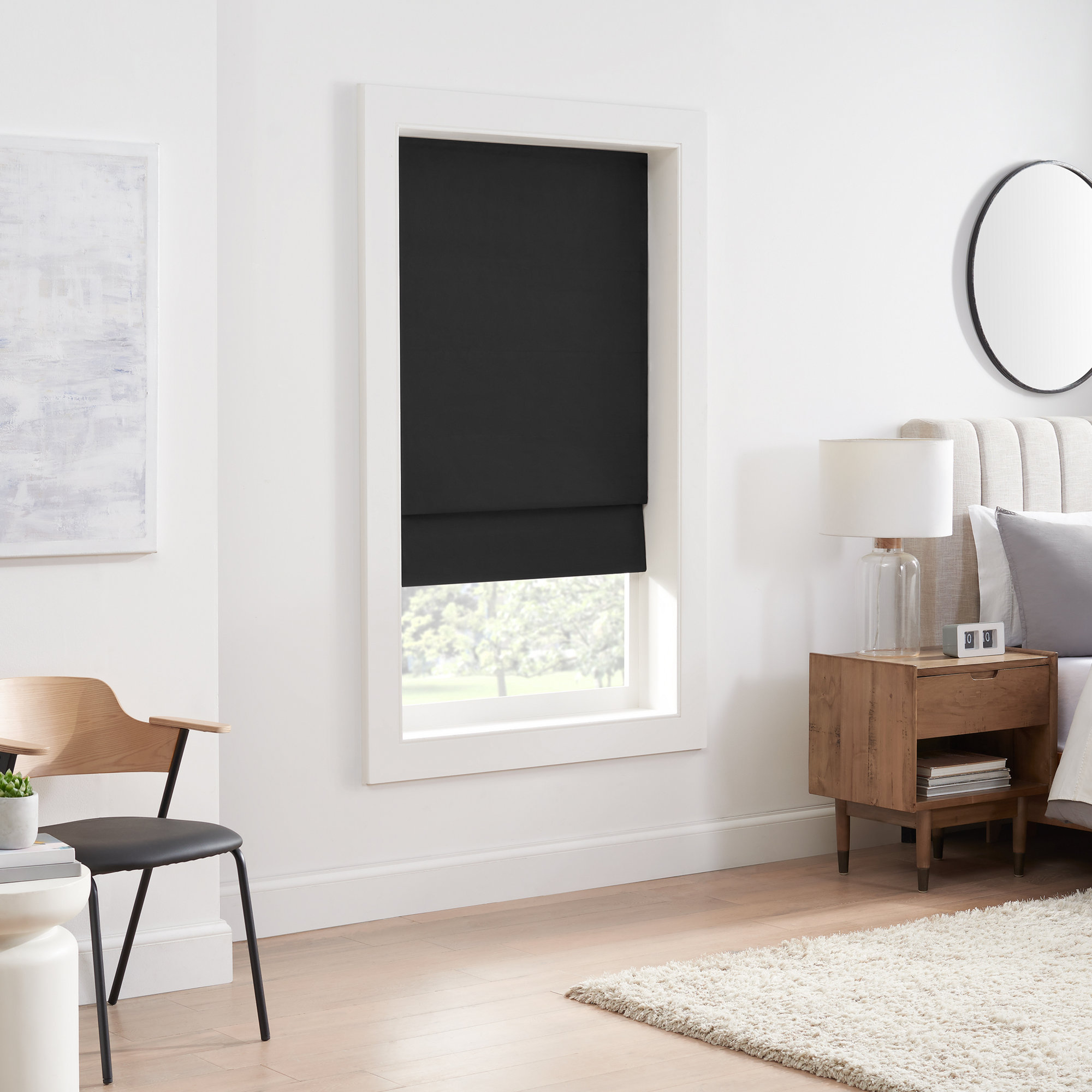 Eclipse Kylie Blackout Roman Shade, Black, 36"W x 64"L