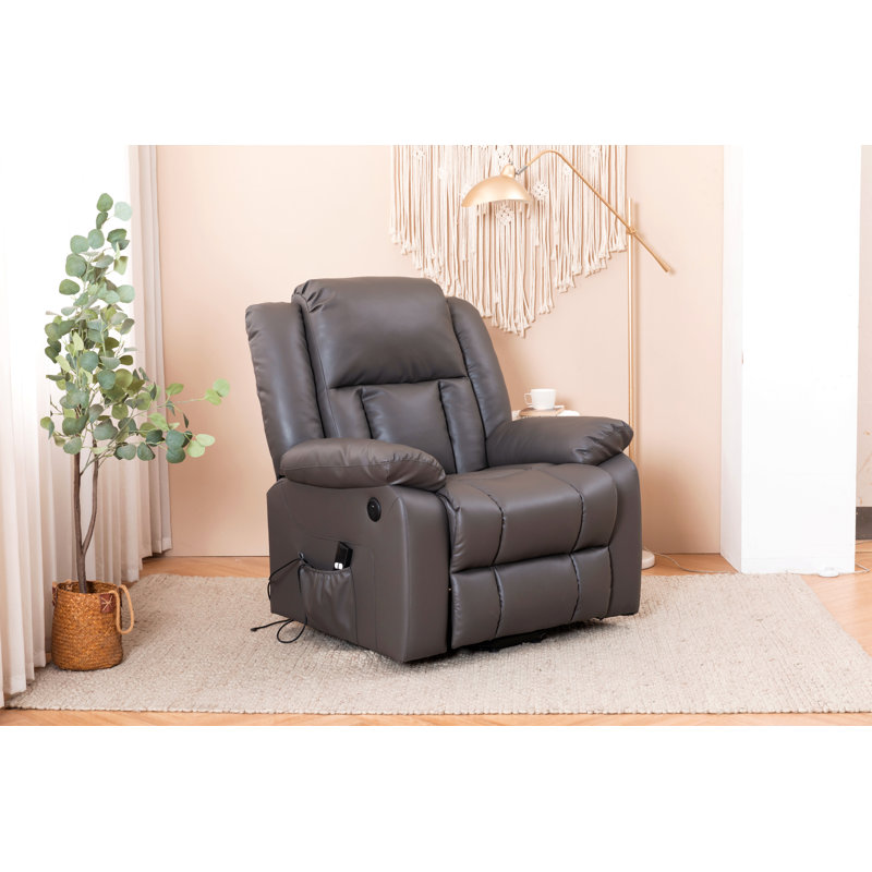 Fauteuil inclinable électrique en cuir Jesseca, Similicuir gris foncé