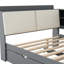 Gris, lit double, base de lit en bois, lit gigogne, plateau de rangement rotatif, tête rembourrée avec tablettes-2130696651