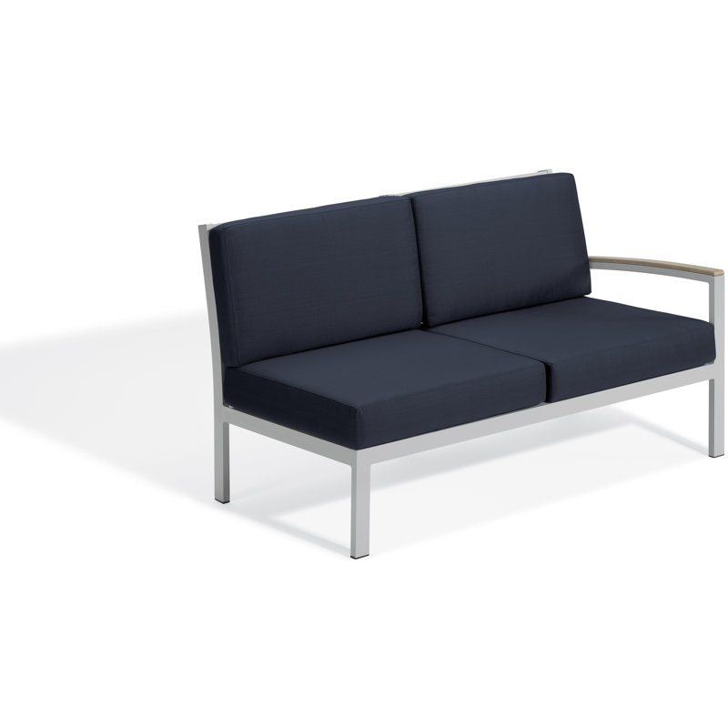 Travira Outdoor - Seat Patio Sectional, Vintage Tekwood, Midnight Blue