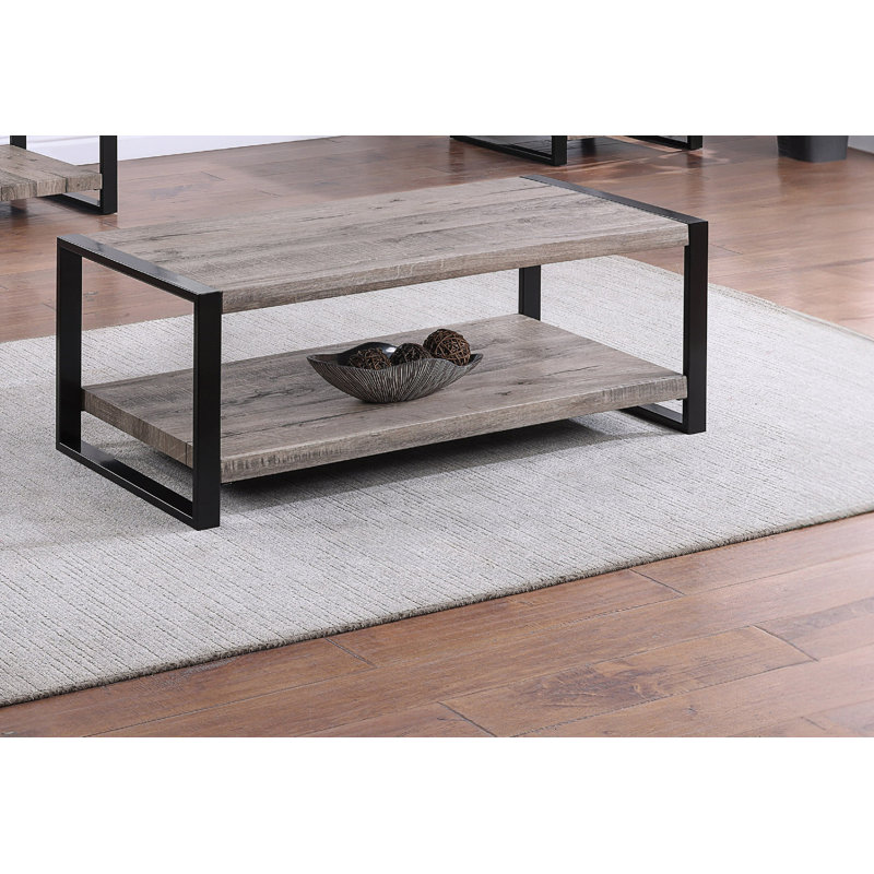 Table basse contemporaine 1pc avec tablette de rangement, table centrale