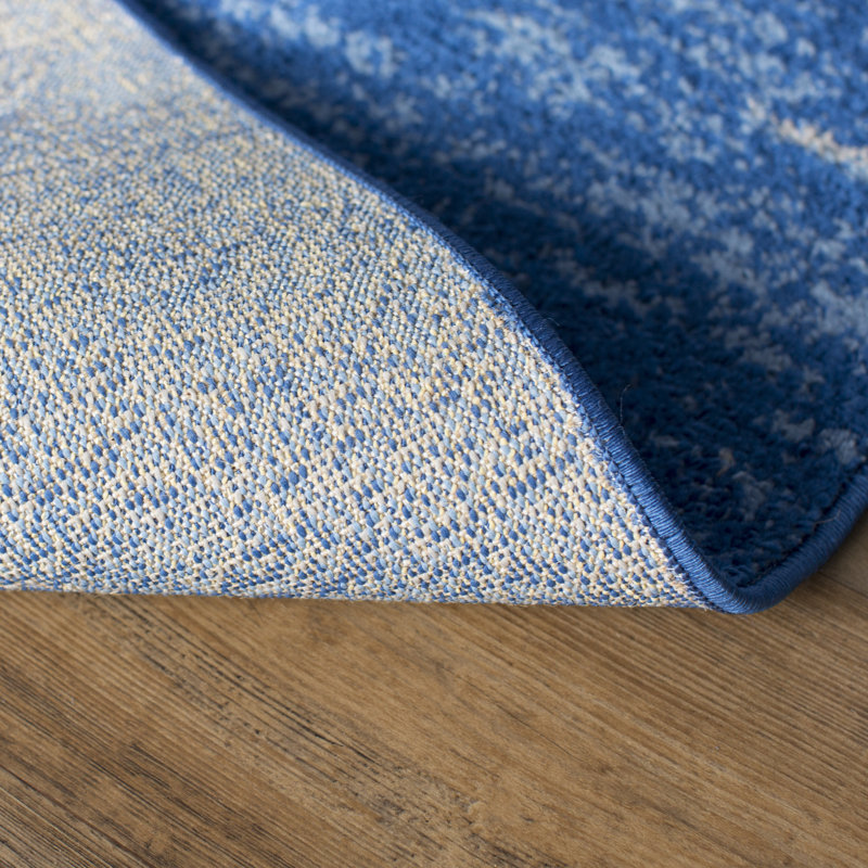 Algonquin Performance Abstract Rug, Square 4', Silver/Blue
