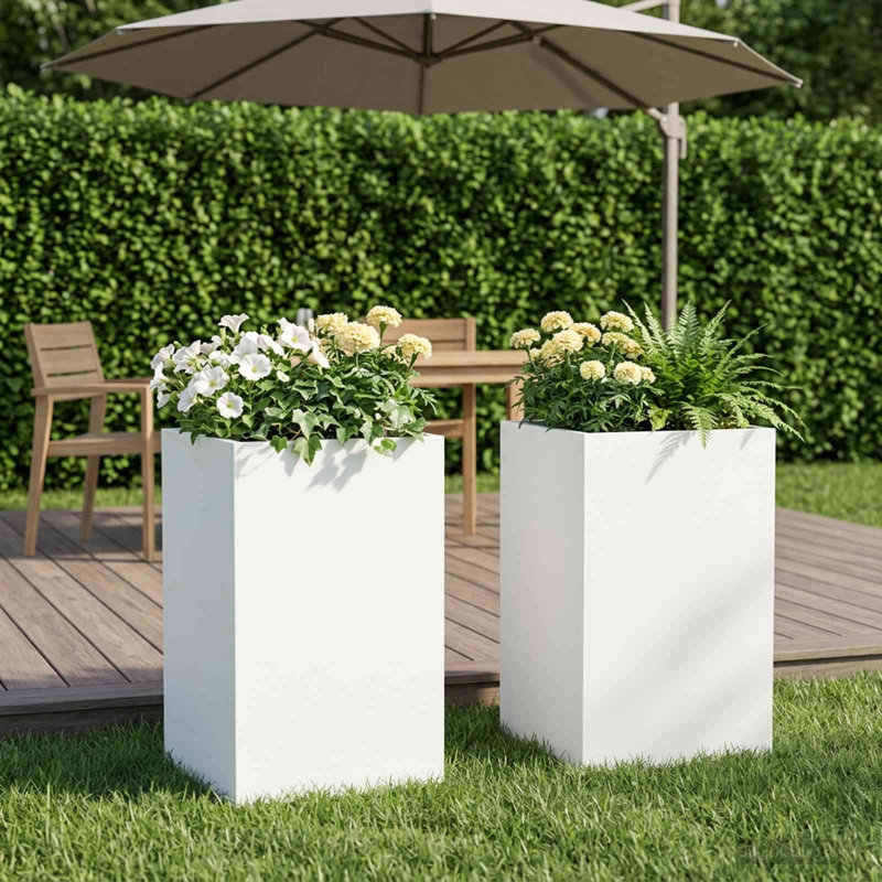 Outdoor Raised Garden Bed, 40cm H x 30cm W x 30cm D, White, 2