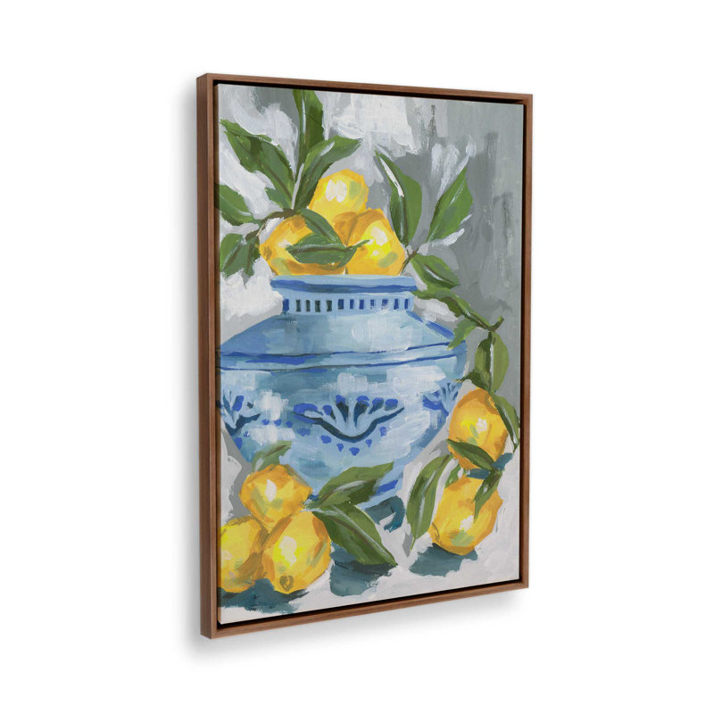 «Indigo & Lemon I» par Melissa Wang, reproduction d'art, Brun, H 32 po x l 24 po
