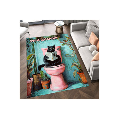Tapis décoratif à motif de chat noir de la collection Northern