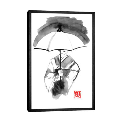 Geisha and White Umbrella 1 Piece Painting on Canvas