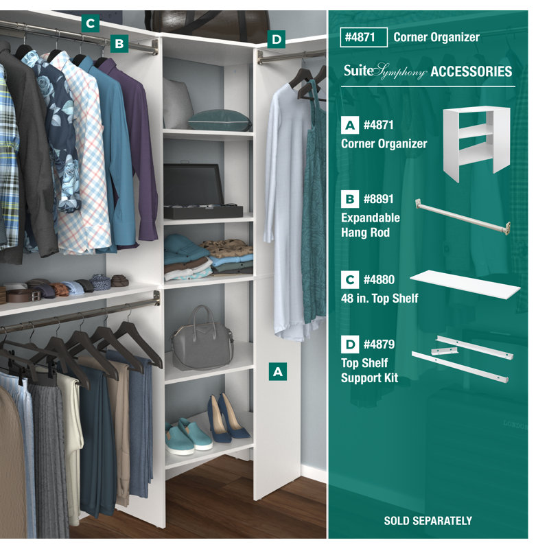 SuiteSymphony Expandable 30" W - 48"W Closet Rod