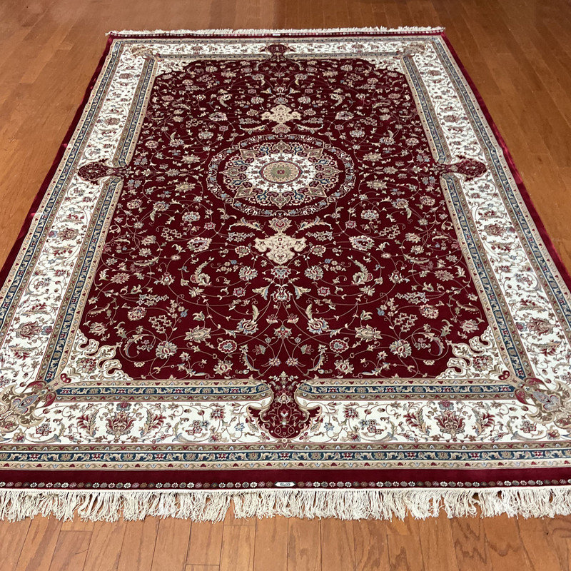 Tapis Kashimiri en soie fait à la main 6 pi x 9 pi Herat ORIENTAL